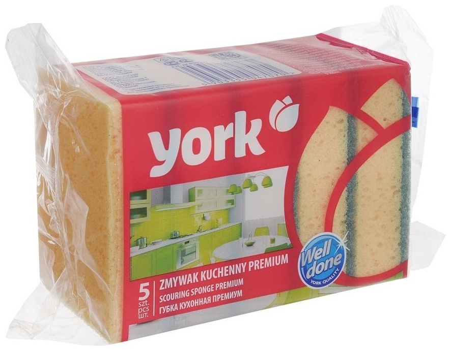 Губка для посуды York Supreme 5 шт, полиэстер, полиэфир