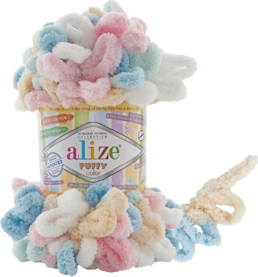 Моток Alize Puffy Color 6523 сине-розово-белый 9 м 100 г