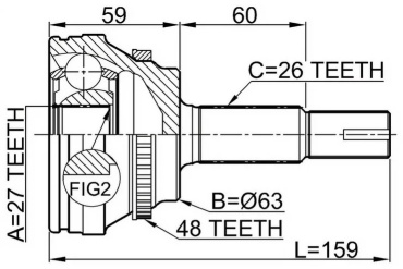 Шрус наружный 0110-ACV40A48. 0110ACV40A48