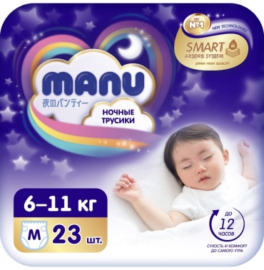 Подгузники-трусики MANU M, 23 шт