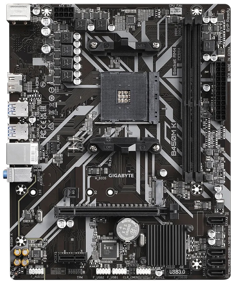 Материнская плата GIGABYTE B450M K