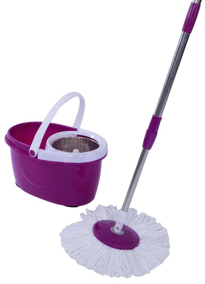 Комплект для уборки для пола Spin Mop, материал насадки: микрофибра, фиолетовый