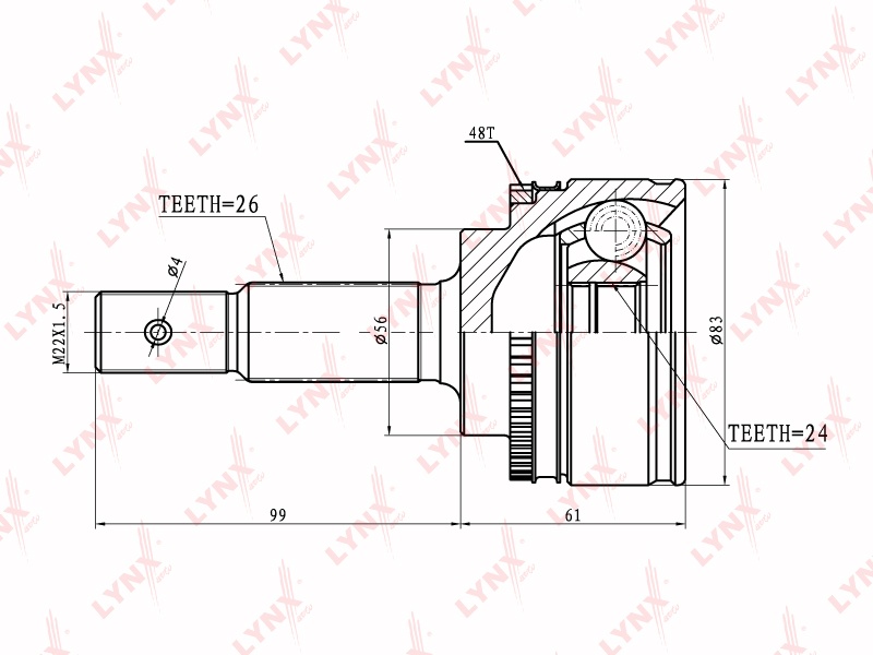 LYNXauto шрус наружный CO7504A