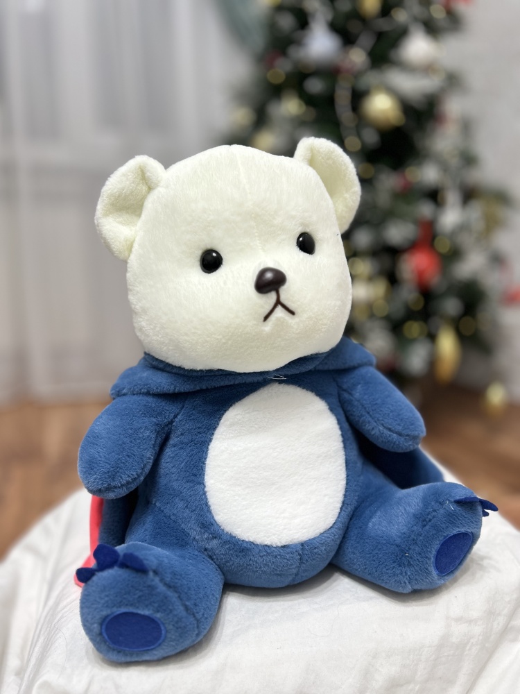 Купить Мягкая игрушка Мишка с капюшоном, высота 50 см, синий в кредит в ...