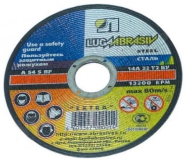 Диск отрезной абразивный 115x22.23х1.6 мм, LUGAABRASIV 3612-115-1.6