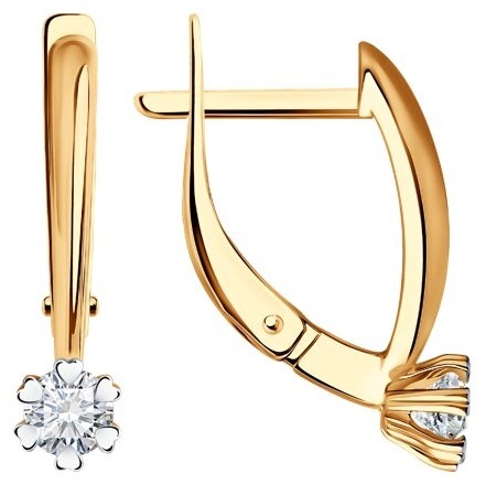 Серьги Diamant 51-220-01762-1 вес 2.24 г золото, бриллиант