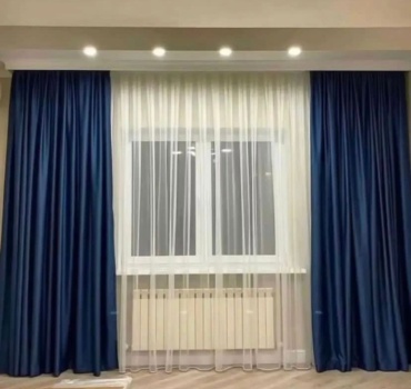 Комплект 400x250 см 2 шт, тюль, бархат, синий