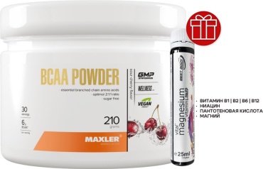 Maxler BCAA powder + magnesium вишня 210 г