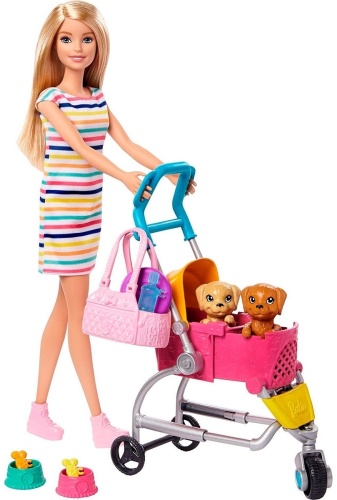 Кукла-модель Barbie Питомцы в коляске 29 см