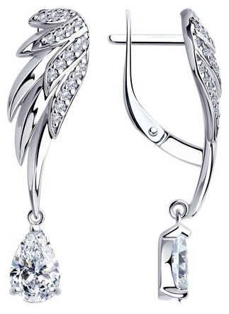 Серьги SOKOLOV 94025020 вес 4.19 г серебро, фианит