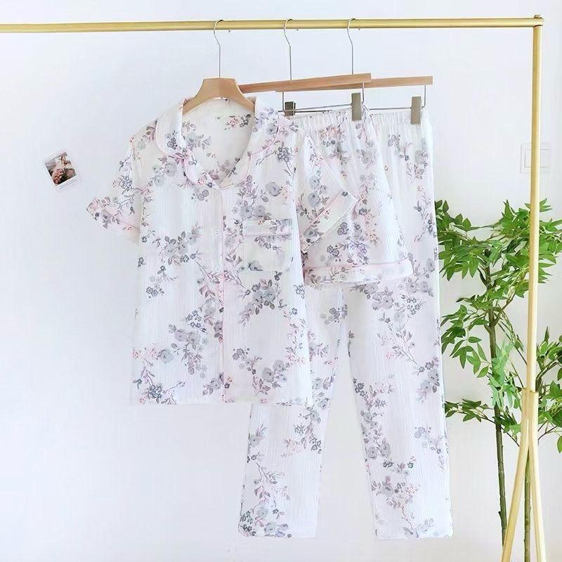 Пижама Muslin home белый, фиолетовый