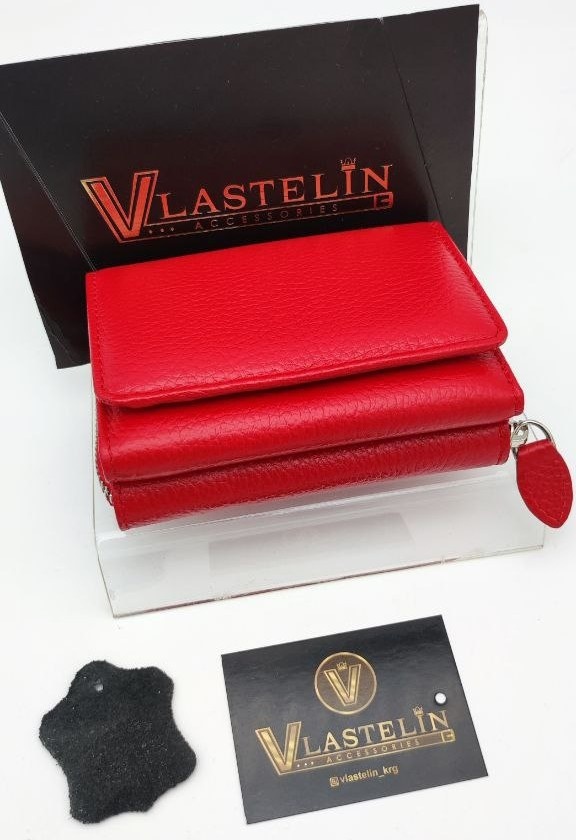 Кошелек Vlastelin металл, натуральная кожа красный
