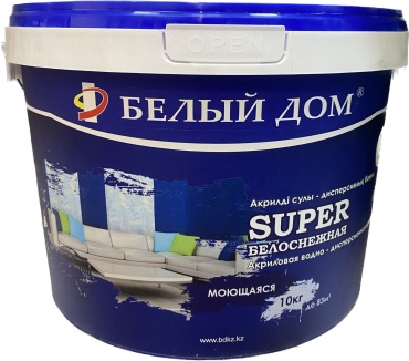 Белый Дом акриловая Super моющийся 10 кг, белый цвет