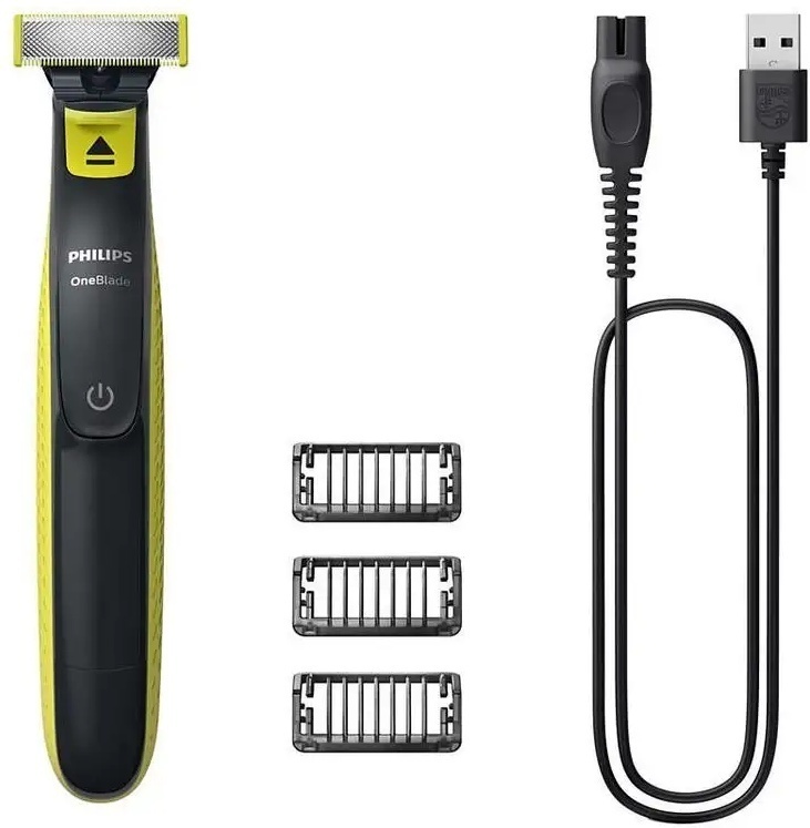 Philips триммер One blade QP2724/10 черный, зеленый