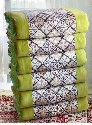 AZHAR INTERIOR комплект корпе с подушками 200 смx80 см, вата, полиэстер, синтепон, зеленый, бежевый