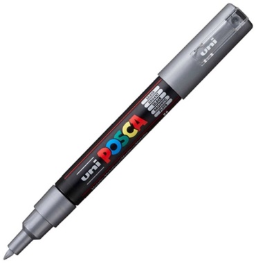 Маркер POSCA 149601, 1 шт, 0.7 мм, серебряный