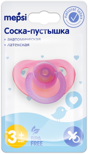 Пустышка Mepsi 0302, 1 шт, розовый