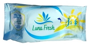Салфетки влажные для всей семьи с антибактериальным эффектом, Luna Fresh, 100 шт