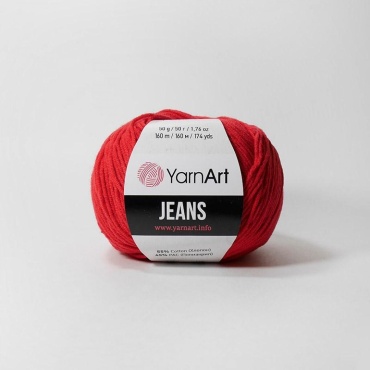 Моток YarnArt Jeans 90 красный 160 м 50 г