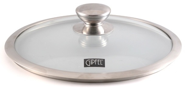 Крышка для сковороды, для сотейника, для кастрюли GiPFEL 26 см, нержавеющая сталь, стекло