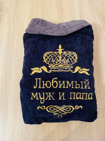Махровый халат синий