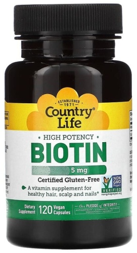 Country Life iHerb БАД High Potency Biotin 5 мг 120 капсул