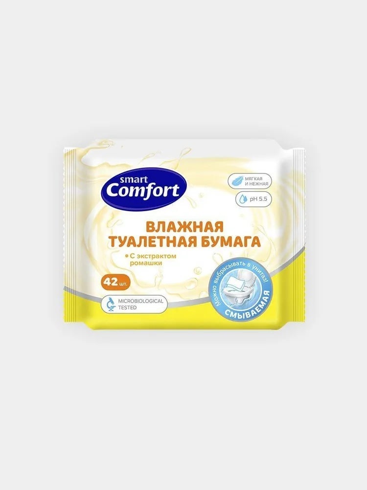 Comfort smart влажная туалетная бумага 1-слойный 42 шт, смешанная целлюлоза