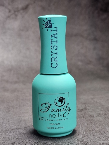 Family nails верхнее покрытие Crystal top coat Прозрачный глянцевое 15 мл