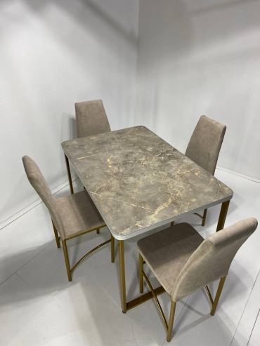 Комплект MEBEL STYLE GROUP Лофт П, стол 120х80 см + 4 стула, мультиколор, бежевый