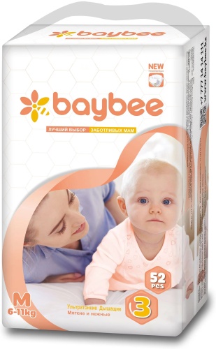 Подгузники Baybee M, 52 шт