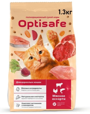Optisafe для взрослых мясное ассорти 1.3 кг