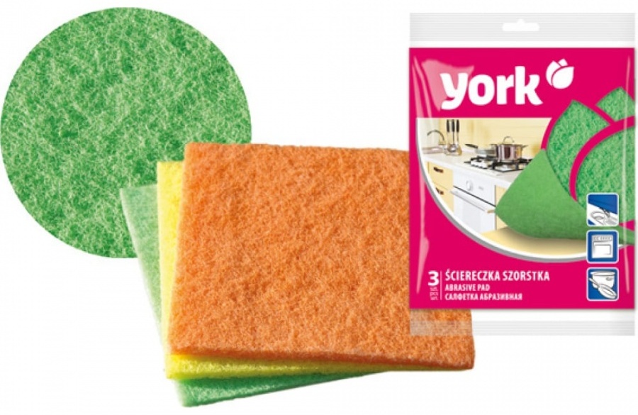 Губка для посуды York 3203 3 шт, абразив