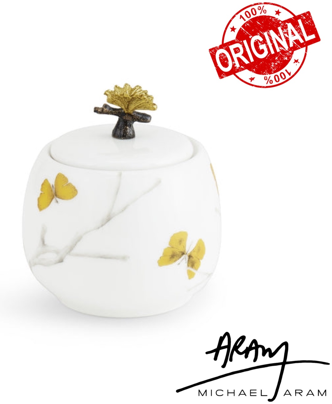 MICHAEL ARAM сахарница Butterfly Ginkgo 1 шт, фарфор, латунь