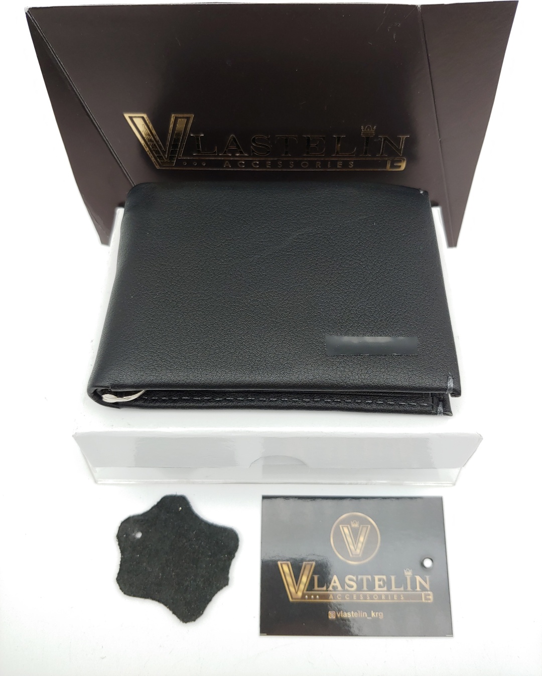 Портмоне Vlastelin натуральная кожа черный