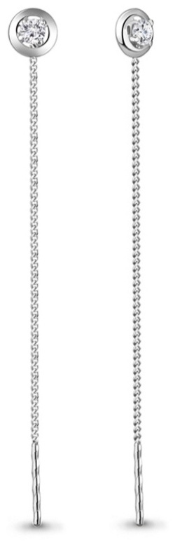 Серьги-цепочки AQUAMARINE 45473A вес 0.93 г серебро, фианит