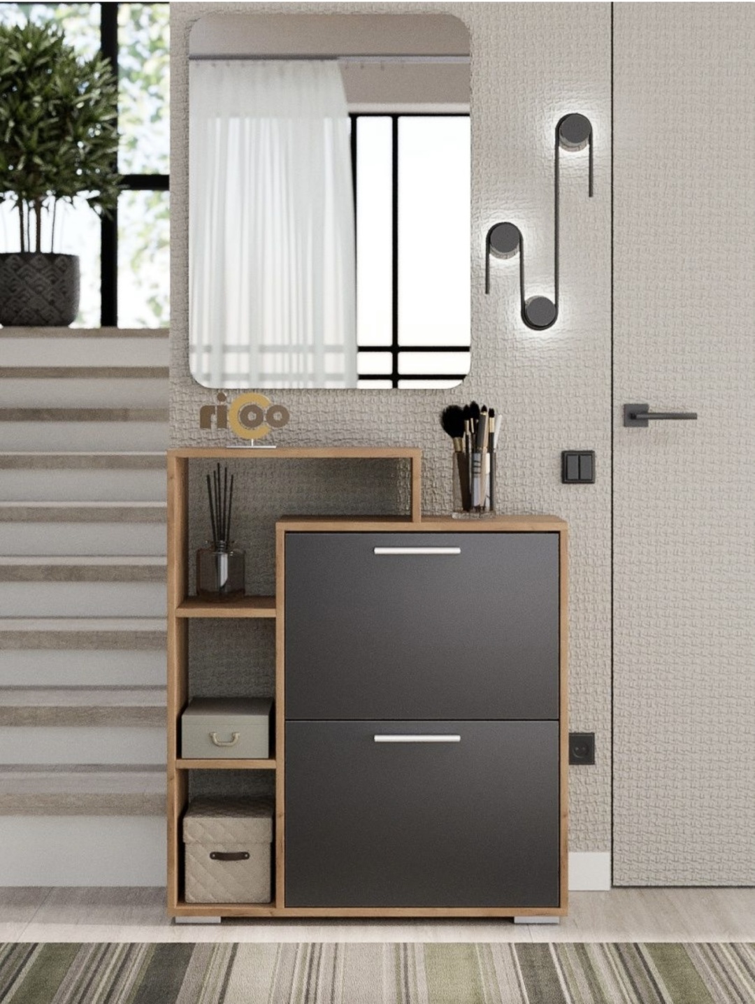 Купить Обувница Ricoo 132918412, 74x24x90 см, серый, коричневый в ...