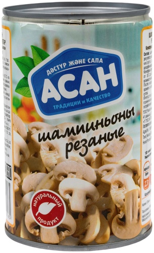 Асан шампиньоны консервированные резаные 425 мл