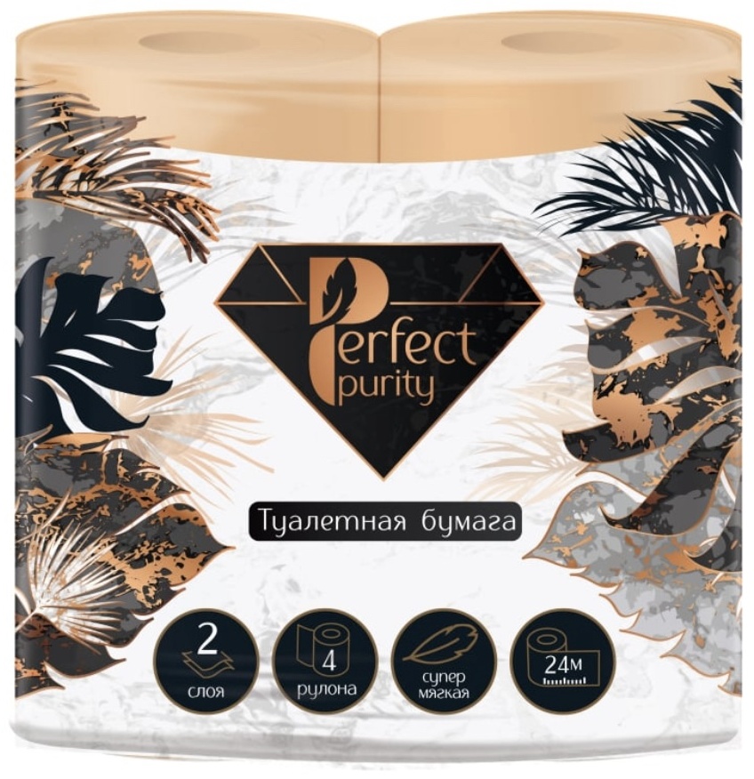 Perfect Purity туалетная бумага 2-слойный 4 шт, первичная целлюлоза