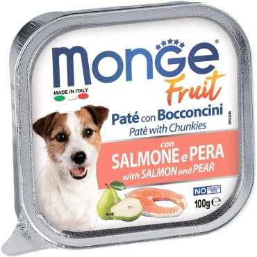 Monge Fruit Лосось с грушей паштет для всех пород 100 г 1 шт