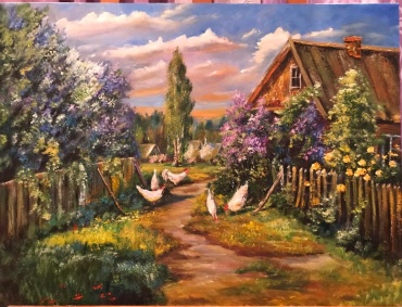 Картина У бабушки 80x60