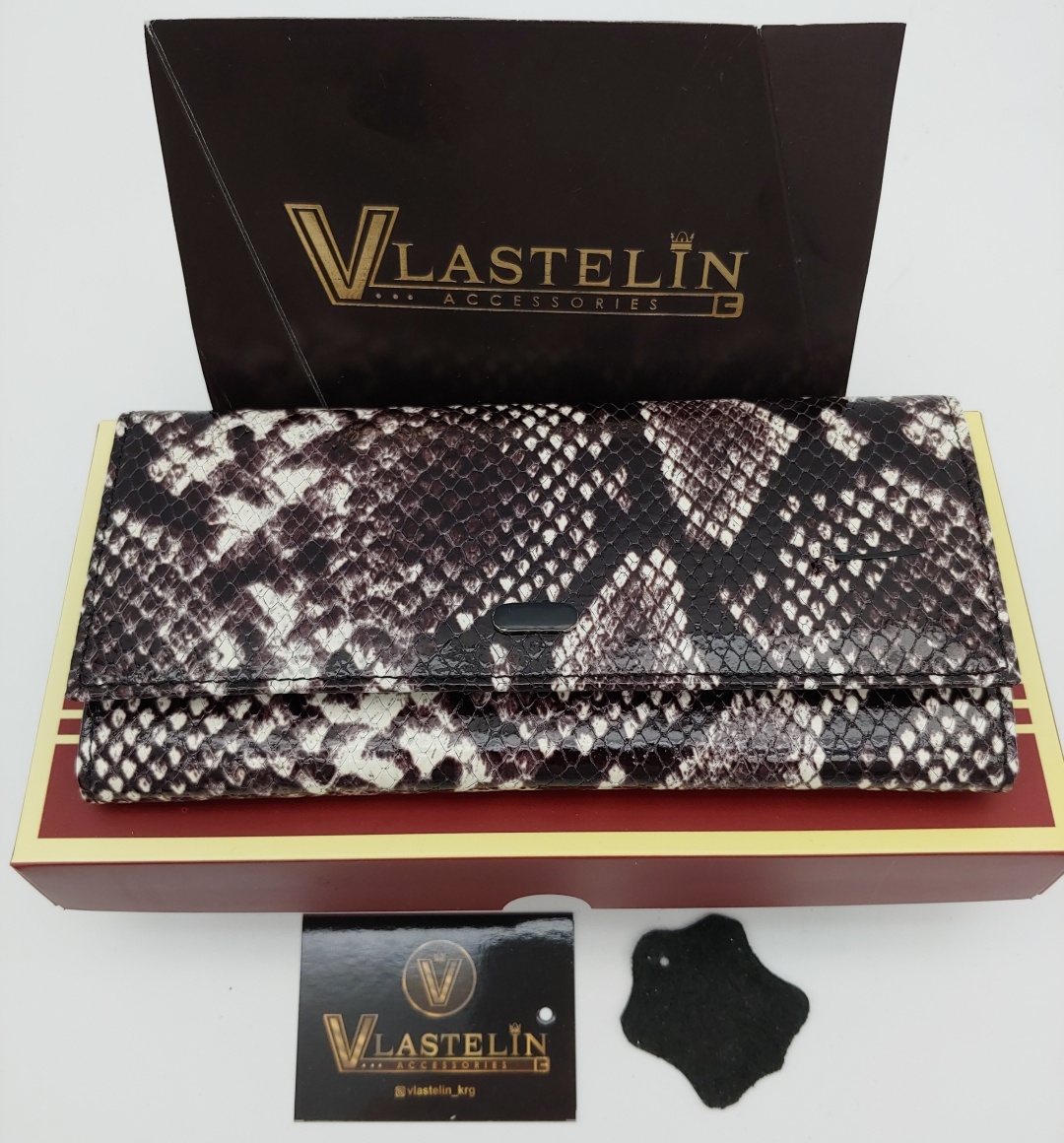 Кошелек Vlastelin металл, натуральная кожа черный, белый