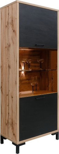 Шкаф-витрина Пинскдрев напольный Блэквуд-П556.04 190х70х40 см