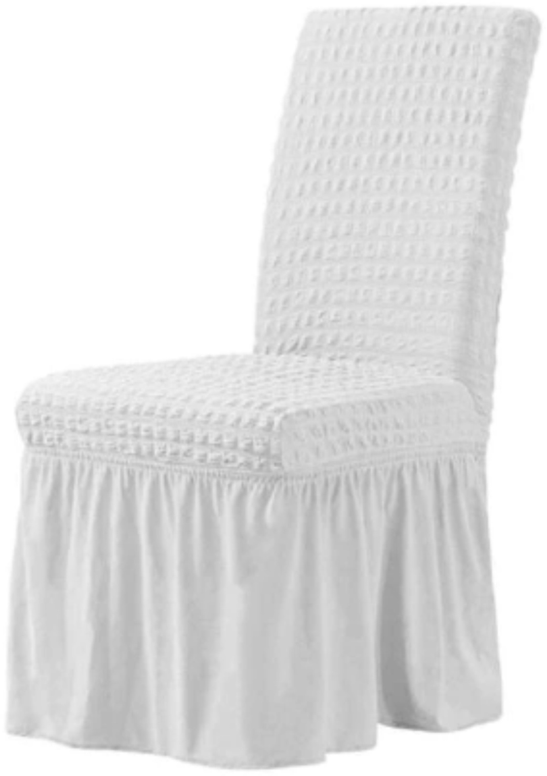 Ayat Textile чехол для стула 304 белый длина оборки 38 см, сидушка: 35-46x38-43 см, спинка: 38-43x45-59 см