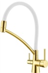 Смеситель с гибким изливом BRNOU 109502, латунь, цвет белый, золотой