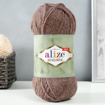 Моток Alize Пряжа "Alpaca Royal New" 15% альпака, 30% шерсть, 55% акрил 250м/100гр (688) 9438207,9438207 коричневый 250 м 100 г