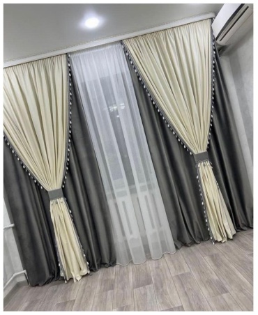 Комплект Sagynysh 600x280 см 2 шт, сетка, велюр, белый, серый