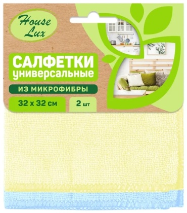 Тряпка для зеркал и стекол, для мебели, универсальная House Lux 4610080727597 2 шт, микрофибра