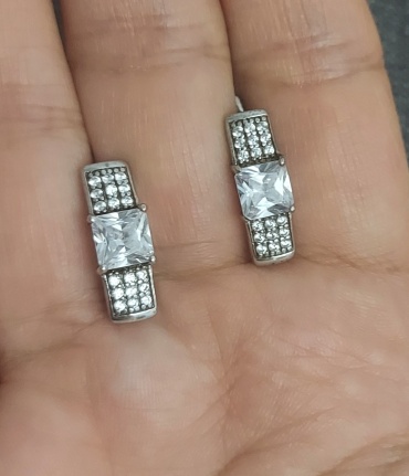 Серьги Silver 9277199 вес 4.3 г серебро, фианит, горный хрусталь