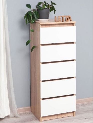 Комод TRIYA, 40x35x106 см, белый, светло-коричневый