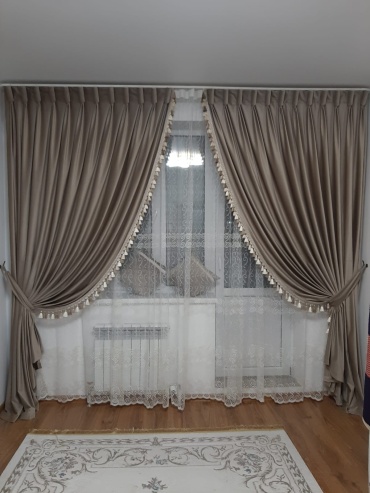 Комплект GULNAZ atelier 600x270 см 2 шт, велюр, коричневый